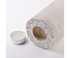 Mondex ŚWIECA LAMPION WALEC 120X360 DIAMENT LEN Baltas