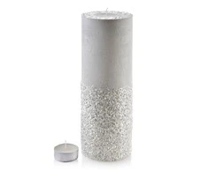 Mondex ŚWIECA LAMPION WALEC 120X360 DIAMENT Baltas PORCELANA