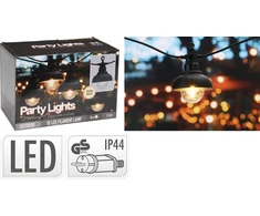 Mondex Sodo girlianda, 10 LED lempučių su juoda lempute, 7,5 cm, vakarėlio šviestuvai