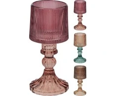 Mondex Stiklinė žvakidė LAMP, rausvos sp., 3 spalvos, 17 cm