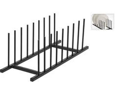 Bigbuy Home Metalinė puodo dangčio ir lėkščių laikiklis juoda 34,5x12,5x12 cm