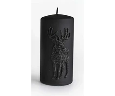Mondex DEER ALP žvakė, mažas cilindras, parafinas, 7xh10cm, JUoda