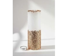 Mondex ŚWIECA LAMPION WALEC 120X360 DIAMENT Baltas ZŁOTE KRYSZTAŁKI 1szt tealight