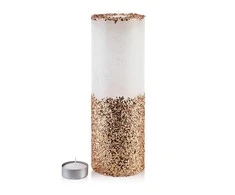 Mondex ŚWIECA LAMPION WALEC 120X360 DIAMENT Baltas ZŁOTE KRYSZTAŁKI 1szt tealight