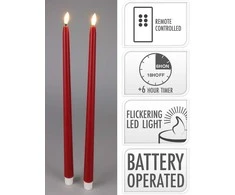 Mondex KOMPLET 2 ŚWIEC LED 38CM Raudonas