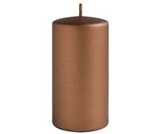 Mondex Świeca OPAL MET MAT Walec duża parafinowa 7x7x17,5cm ruda