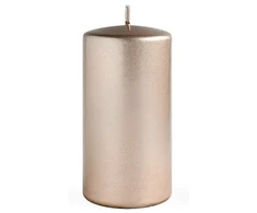 Mondex Lumarko OPAL MET GLOSSY žvakė, didelis cilindras, 7 x 17,5 cm, parafinas, šampano spalvos