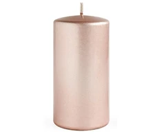 Mondex Świeca OPAL MET POŁYSK Walec mały 7x7x10cm parafinowa Rose Gold