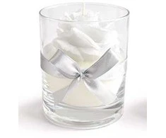 Mondex Świeca RÓŻA szklanka 8x9,5cm woskowa balta