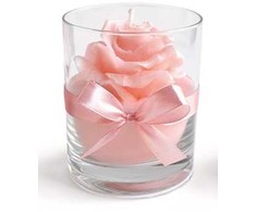 Mondex Świeca RÓŻA szklanka 8x9,5cm woskowa pudrowy róż