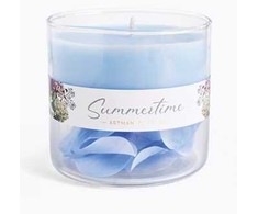 Mondex Świeca SUMMERTIME walec mały 10x9cm mėlyna woskowa(zapachowa) w szkle