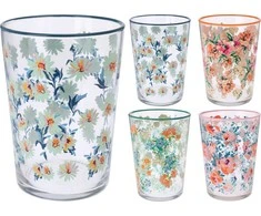 Mondex STIKLINĖ 510 ML 8,8 X 12 CM STIKLINĖ SU GĖLIŲ RAKSTU