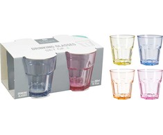 Mondex 4 spalvotų stiklinių rinkinys, 300 ml, gėrimų stiklinėms