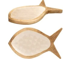 Mondex Taca w kształcie ryby su drewna mango 30x17,5x2 cm
