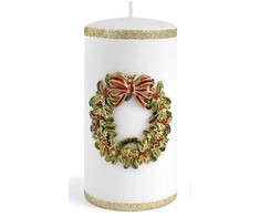 Mondex Žvakė „WREATH“, mažas cilindras, 7x7x10cm, parafinas, balta