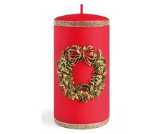Mondex Žvakė „WREATH“, vidutinio cilindro formos, 7x7x14 cm, parafino raudonumo