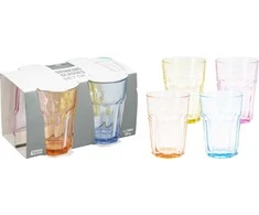Mondex KOMPLET 4 SZKLANEK KOLOROWYCH 360ML do napojów szklane