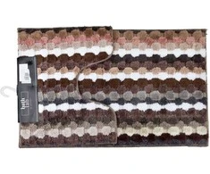 Bathlab Mondex ZAC 2 kilimėlių rinkinys 50x90cm/50x40cm rudomis juostelėmis
