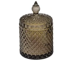 Mondex Žvakė CRYSTAL stikle, pilka, 8.2x13.8cm, arabiško smaragdo spalvos