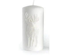 Mondex ALP DEER žvakė, vidutinio dydžio parafino cilindras, 7x7x14cm, BALTA