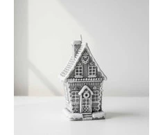 Mondex Žvakė GGERBREAD HOUSE, didelė, 11x19cm, pilkas parafinas