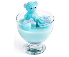 Beliani Mondex Žvakė puodelyje TEDDY BEAR vaškas 11x14cm turkis