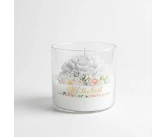 Affek Design Mondex Žvakė stiklinėje 10x9cm PEONYbaltas vaškas