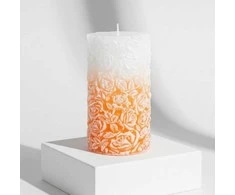 Mondex Žvakės cilindras didelis 8x18,5cm ROSE oranžinis parafinas