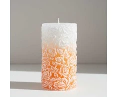 Mondex Žvakės vidutinis cilindras 8x13,5cm ROSE oranžinis parafinas