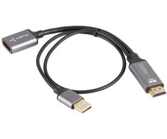 Lanberg adapter HDMI - Displayport 4K 20cm sidabrinė