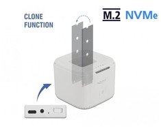 Delock M.2 prijungimo stotelė, skirta 2 x M.2 NVMe PCIe SSD su klonavimo funkcija