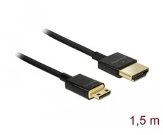 HDMI kabelis(M)->HDMI MINI(M) 1.5M 4K 60HZ 3D JUODA SLIM PREMIUM DELOCK