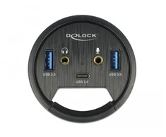 Delock 3 prievadų stalo šakotuvas, 1 x USB Type-C™ ir 2 x USB Type-A + HD garso prievadai