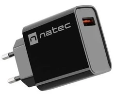 NATEC USB Charger Ribera USB-A 18W juodas