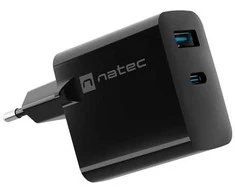 Įkroviklis - Natec Ribera Gan 65W, Juodas
