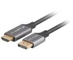 Lanberg Lanberg Displayport (M) -> HDMI (M) 1,8M 4K juodo sidabro adapterio laidas