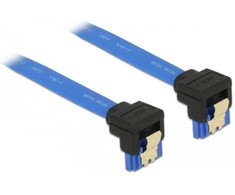 KABELIS SATA DATA III (6GB/S) F/F 10CM Z ZATRZASKAMI METALOWYMI KAMPINIS DÓŁ/DÓŁ Mėlynas DELOCK