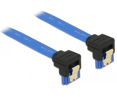 KABELIS SATA DATA III (6GB/S) F/F 20CM Z ZATRZASKAMI METALOWYMI KAMPINIS DÓŁ/DÓŁ Mėlynas DELOCK