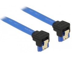 KABELIS SATA DATA III (6GB/S) F/F 30CM Z ZATRZASKAMI METALOWYMI KAMPINIS DÓŁ/DÓŁ Mėlynas DELOCK