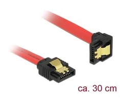 KABELIS SATA DATA III (6GB/S) F/F 30CM Z ZATRZASKAMI METALOWYMI Raudonas DELOCK