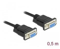 Delock serijinis kabelis RS-232 Sub-D9 iš lizdo į lizdą nulinis modemas 0,5 m