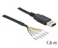 KABELIS USB-A 2.0(M)->SERIAL TTL 3.3V 1.8M JUODA DELOCK