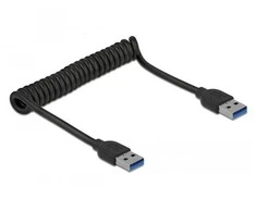 KABELIS USB-A M/M 3.0 0.3-1.2M SPIRALA JUODA DELOCK