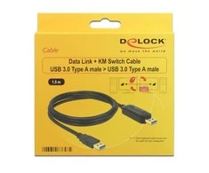 „Delock“ USB 3.0 duomenų perdavimo laidas, skirtas kompiuteriams, 1,5 m, AM-AM (valdo 2 kompiuterius su viena pele ir klaviatūra)