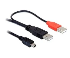 USB kabelis Delock miniUSB - 2x USB-A 1 m Juodas (82447)