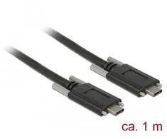 KABELIS USB-C M/M 3.1 GEN 2 ZE ŚRUBAMI 1M JUODA DELOCK