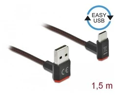 KABELIS USB-C(M)->USB-A(M) 2.0 1.5M KAMPINIS GORA JUODA DELOCK