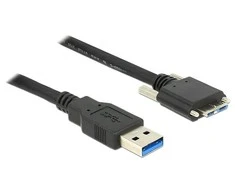 USB MICRO(M) KABELAS SU VARŽTAIS->USB-A(M) 3.0 1M JUODA DELOCK