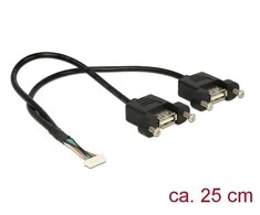 Sonstige KABELIS USB PIN HEADER(M) 8 PIN->2X USB-A(F) 2.0 25CM DO PANELU JUODA DELOCK
