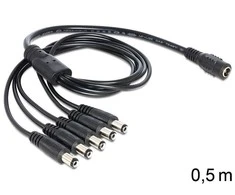 MAITINIMO KABELAS DC 5,5X2,1MM(F)->5X DC(M) 0,5M JUODA DELOCK